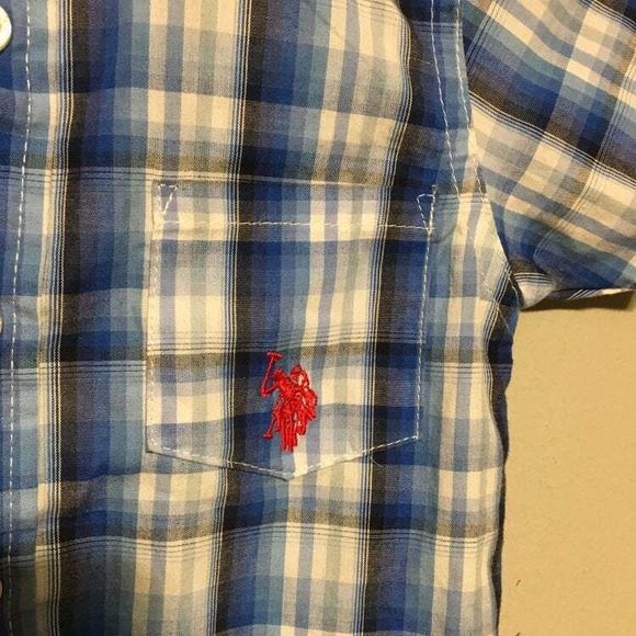 🌷3/$10 US Polo Association 2T blue plaid button down shirt🌷 - Picture 2 of 5